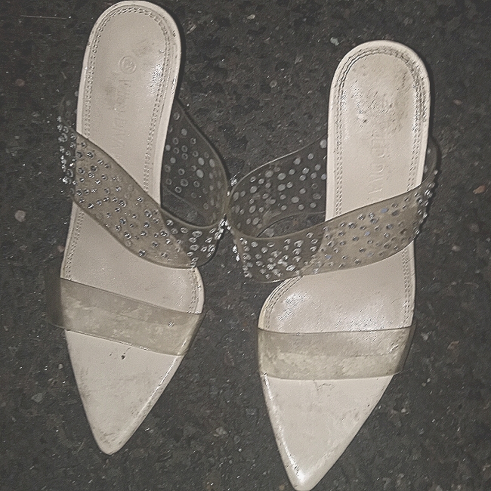 Clear rhinestone heels size 7